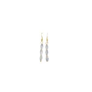 Opalescent bead earrings gold tone